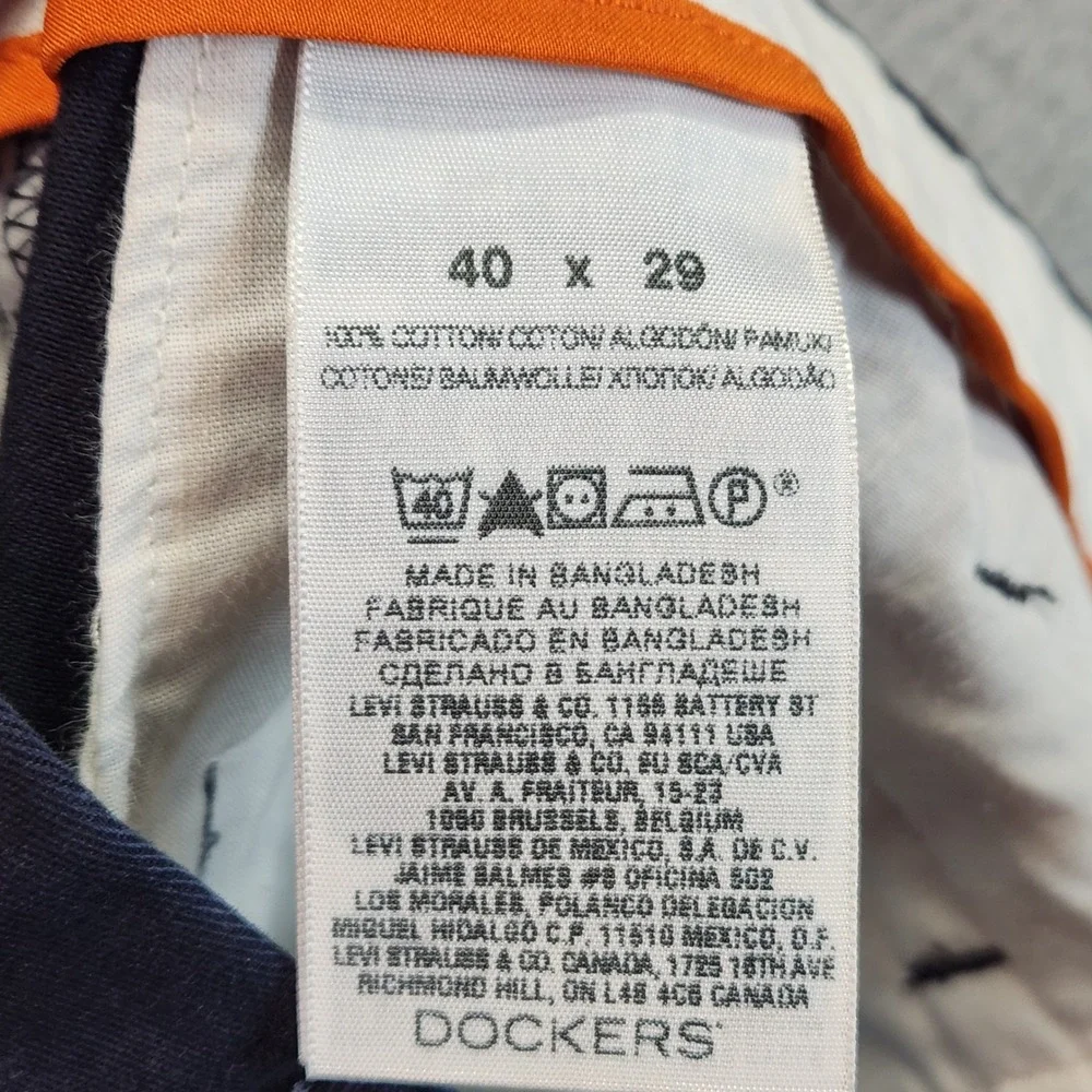 Dockers D3‎ Flat Front Khaki Pants Mens 40x29 Navy Blue and Gray Cotton Lot of 2